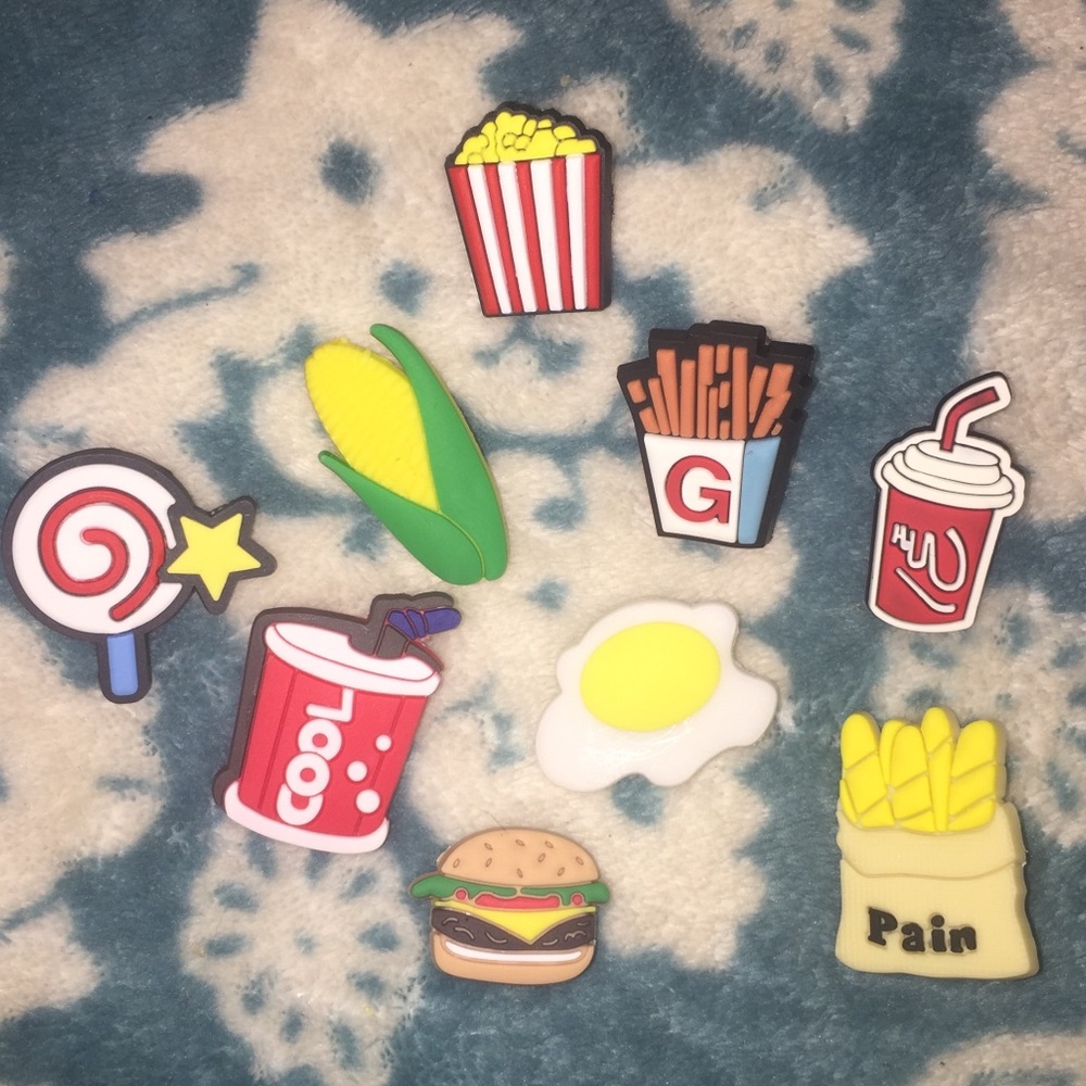 9 Assorted Food Themed CROCS Charms